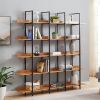 5 Tier Bookcase Home Office Open Bookshelf, Vintage Industrial Style Shelf, MDF Board, Black Metal Frame, Brown