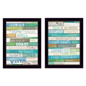 "Live in The Present Collection" 2-Piece Vignette By Marla Rae, Printed Wall Art, Ready To Hang Framed Poster, Black Frame