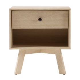 Mid-Century Modern Minimalist 1-Drawer Nightstand ‚Äì Coastal Oak