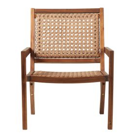 Coastal Solid Wood and Rattan Outdoor Accent Chair ‚Äì Dark Brown