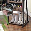 Industrial Mirror Jewelry Cabinet Armoire; 6 LEDs Mirrored Jewelry Storage;  Wood Look with Stable Metal Frame;  Easy Assembly;  Rustic Brown