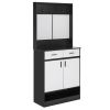 Entryway Bedroom Armoire,Shoe Cabinet,Wardrobe Armoire Closet, Drawers and Shelves, Handles, Hanging Rod, white and black