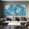 Framed Canvas Wall Art Decor Abstract Painting, Cyan Color Daisy Oil Painting Style Decoration For Restaurant, Kitchen, Dining Room, Office Living Roo