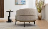 Modern Two-tone Barrel Fabric Chair, Upholstered Round Armchair for Living Room Bedroom Reading Room, Mustard Green