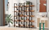 5 Tier Bookcase Home Office Open Bookshelf, Vintage Industrial Style Shelf, MDF Board, Black Metal Frame, Brown