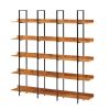 5 Tier Bookcase Home Office Open Bookshelf, Vintage Industrial Style Shelf, MDF Board, Black Metal Frame, Brown