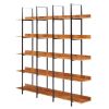 5 Tier Bookcase Home Office Open Bookshelf, Vintage Industrial Style Shelf, MDF Board, Black Metal Frame, Brown