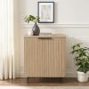 Modern Scandi Fluted-Door Storage Console ‚Äì Coastal Oak