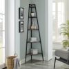 Modern Industrial Metal and Wood Corner Bookshelf ‚Äì Grey Wash