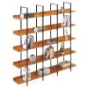 5 Tier Bookcase Home Office Open Bookshelf, Vintage Industrial Style Shelf, MDF Board, Black Metal Frame, Brown