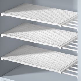 Wardrobe Layer Cabinet Shelf Cabinet Partition Fault Telescopic Storage (Color: white-75*120)