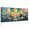 3 Panels Framed Abstract Wood Grain Boho Style Mountain & Forest Canvas Wall Art Decor,3 Pieces Mordern Canvas Decoration Painting for Office,Dining r