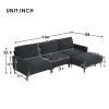 103.5*59" Modern L-shaped Sectional Sofa, 4-seat Velvet Fabric Couch Set with Convertible Ottoman,Freely Combinable Sofa for Living Room, Apartment, O